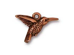 5 Pc Hummingbird Charm 14x19mm Antique Copper Finish Tierracast Charms - P2120CA - BeadPrism