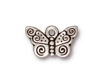 Load image into Gallery viewer, 5 Pc Spiral Butterfly Charm 10x16mm Antique Silver Finish Tierracast Charms - P2162SA - BeadPrism