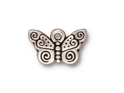 5 Pc Spiral Butterfly Charm 10x16mm Antique Silver Finish Tierracast Charms - P2162SA - BeadPrism