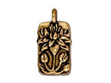 Lotus Charm , 22k Antiqued Gold Plated Lead Free Pewter by TierraCast, 17x9mm  - P2183GA