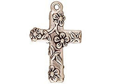 Load image into Gallery viewer, 5 Pc Floral Cross Charm 27x17mm Antique Silver Finish Tierracast Charms - P2196SA - BeadPrism