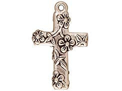 5 Pc Floral Cross Charm 27x17mm Antique Silver Finish Tierracast Charms - P2196SA - BeadPrism