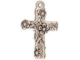5 Pc Floral Cross Charm 27x17mm Antique Silver Finish Tierracast Charms - P2196SA