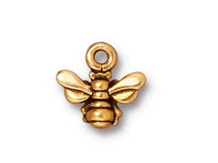 10 Pc Honey Bee Charm 11x11mm Antique Gold Finish Tierracast Charms - P2220GA - BeadPrism