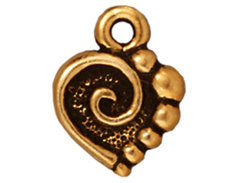 10 Pc Spiral Heart Charm 12.5x10mm Antique Gold Finish Tierracast Charms - P2074GA - BeadPrism