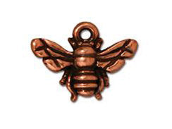 5Pc Honey Bee Charm 11mm Antique Copper Finish Tierracast Lead Free Pewter Copper Bee Charm-P2118CA - BeadPrism