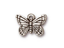 Load image into Gallery viewer, 5 Pc Monarch Butterfly Charm 11x16mm Antique Silver Finish Tierracast Charms - P2122SA - BeadPrism