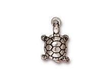 Load image into Gallery viewer, 5 Pc Turtle Charm 18x12mm Antique Silver Finish Tierracast Charms, silver tortoise charms - P2129SA - BeadPrism
