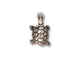 5 Pc Turtle Charm 18x12mm Antique Silver Finish Tierracast Charms, silver tortoise charms - P2129SA