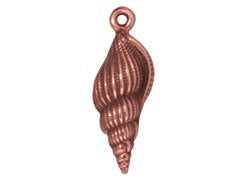 5 Pc Large Spindle Shell Charm 24x9mm Antique Copper Finish Tierracast Charms - P2233CA - BeadPrism