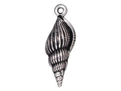 5Pc Large Spindle Shell Charm 24mm Antique Silver Plated LeadFree Pewter Tierracast Charms -P2233SA - BeadPrism