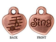 Load image into Gallery viewer, 10 Pc Sing Charm with Stone Setting 11x13mm Antique Copper Finish Tierracast Pewter - P2247CA - BeadPrism