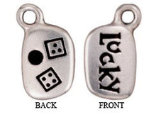 Load image into Gallery viewer, 10 Pc "Lucky" Charm with Stone Setting 11x13mm Antique Silver Finish Tierracast Charms - P2248SA - BeadPrism
