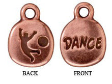 Load image into Gallery viewer, 10 Pc "Dance" Charm with Stone Setting 11x13mm Antique Copper Finish Tierracast Charms - P2249CA - BeadPrism
