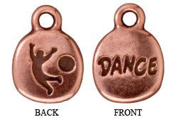 10 Pc "Dance" Charm with Stone Setting 11x13mm Antique Copper Finish Tierracast Charms - P2249CA - BeadPrism