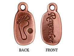 10 Pc "Remember" Charm with Stone Setting 17x11mm Antique Copper Finish Tierracast Charms - P2251CA - BeadPrism