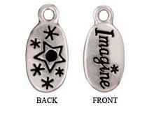 Load image into Gallery viewer, 10 Pc "Imagine" Charm with Stone Setting 16x10mm Antique Silver Finish Tierracast Charms - P2252SA - BeadPrism