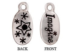 10 Pc "Imagine" Charm with Stone Setting 16x10mm Antique Silver Finish Tierracast Charms - P2252SA - BeadPrism