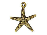 5 Pc Starfish Charm, 22 K Gold Plated Antique Finish, 20x18mm, Tierracast Pewter - P2232GA