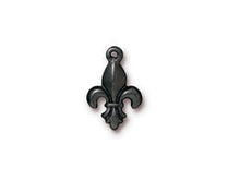 Load image into Gallery viewer, 5 Pc Fleur-de-Lis Charm 19x12mm Black Finish Tierracast Charms - P2238BK - BeadPrism