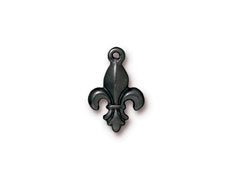 5 Pc Fleur-de-Lis Charm 19x12mm Black Finish Tierracast Charms - P2238BK - BeadPrism
