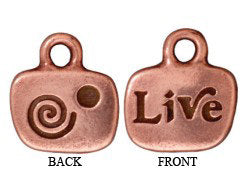 10 Pc Live Charm with Stone Setting 10x13mm Antique Copper Finish Tierracast Charms - P2243CA - BeadPrism