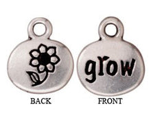 Load image into Gallery viewer, 10 Pc Grow Charm with Stone Setting 11x13mm, TierraCast Antique Silver Plated Pewter - P2245SA - BeadPrism