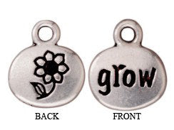 10 Pc Grow Charm with Stone Setting 11x13mm, TierraCast Antique Silver Plated Pewter - P2245SA - BeadPrism