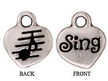Load image into Gallery viewer, 10 Pc Sing Charm with Stone Setting 11x13mm Antique Silver Plated Musical Tierracast Charm - P2247SA - BeadPrism