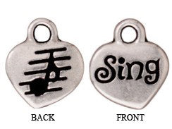 10 Pc Sing Charm with Stone Setting 11x13mm Antique Silver Plated Musical Tierracast Charm - P2247SA - BeadPrism