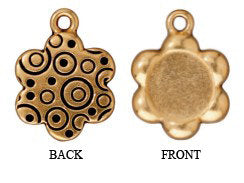 5Pc Large Round Flower Frame Charm 19mm Antique Gold Finish Tierracast Charms - P2257GA - BeadPrism