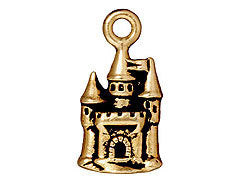5 Pc Castle Charm 21x11mm Antique Gold Finish Tierracast Charms - P2266GA - BeadPrism