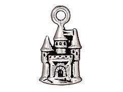 5 Pc Castle Charm 21x11mm Antique Silver Finish Tierracast Charms - P2266SA - BeadPrism