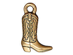 5 Pc Western Boot Charm 19x12mm Antique Gold Finish Tierracast Charms - P2267GA - BeadPrism