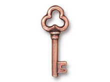 Load image into Gallery viewer, 5 Pc Key Charm 22x9mm Antique Copper Finish Tierracast Charms - P2270CA - BeadPrism