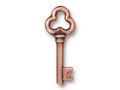 5 Pc Key Charm 22x9mm Antique Copper Finish Tierracast Charms - P2270CA - BeadPrism