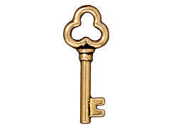 5 Pc Gold Key Charm 22x9mm Antique 22 K Gold Plated Finish Tierracast Charms, gold charms - P2270GA - BeadPrism