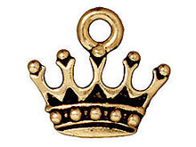 Load image into Gallery viewer, 5Pc Crown Charm 14mm 22K gold Plated, Antique Gold Finish Tierracast Charms -P2279GA - BeadPrism