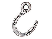 Load image into Gallery viewer, 5 Pc Horseshoe Charm 16x12mm Antique Silver Finish Tierracast Charms - P2281SA - BeadPrism