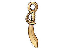 Load image into Gallery viewer, 5 Pc Saber Charm 21x6mm Antique Gold Finish Tierracast Charms - P2286GA - BeadPrism