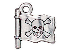 5 Pc Jolly Roger Charm 17x15mm Antique Silver Finish Tierracast Charms - P2287SA - BeadPrism