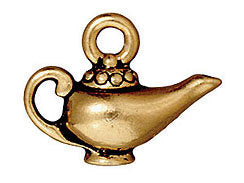 5 Pc Aladdin's Lamp Charm 13x17mm Antique Gold Finish Tierracast Charms - P2271GA - BeadPrism