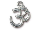 5Pc Om Aum Ohm Charm 22mm Bright Rhodium Finish TierraCast Yoga charms -P2297RB