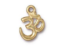Load image into Gallery viewer, 5 Pc "Om" Charm 18x14mm Bright Gold Finish TierraCast Charms - P2298GB - BeadPrism