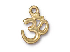 5 Pc "Om" Charm 18x14mm Bright Gold Finish TierraCast Charms - P2298GB - BeadPrism