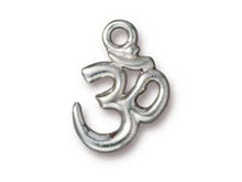 Load image into Gallery viewer, 5 Pc Om Ohn Aum Charm 18x14mm Bright Rhodium Finish TierraCast Charms Yoga Charm- P2298RB - BeadPrism