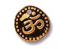 Load image into Gallery viewer, 10 Pc Om Coin Charm 10.5mm Antique Gold Finish Tierracast Charms - P2197GA - BeadPrism