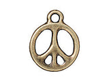 5 Pc Peace Sign Charm 15mm Oxidized Brass Finish TierraCast Charms - P2294BO