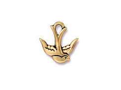 5 Pc Swallow Charm 17x16mm Antique Gold Finish TierraCast Charms - P2300GA - BeadPrism