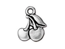 Load image into Gallery viewer, 5 Pc Cherry Charm 17x15mm Antique Silver Finish TierraCast Peweter - P2301SA - BeadPrism